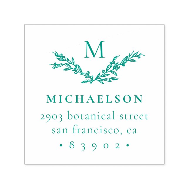 Rustic Hand-draw Grenar Initial Returadress Självfärgande Stämpel (Design)