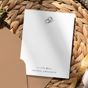 Rustic Hand-Drawn Horseshoe   Monogram Anteckningskort