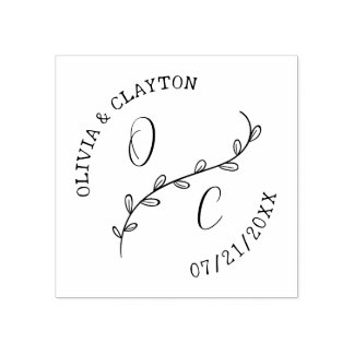 Rustic Hand-Drawn Initialer & Gren Frimärke Stämpel