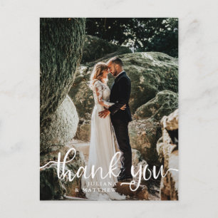 Rustic Hand Lettered Bröllop Photo Tack Vykort