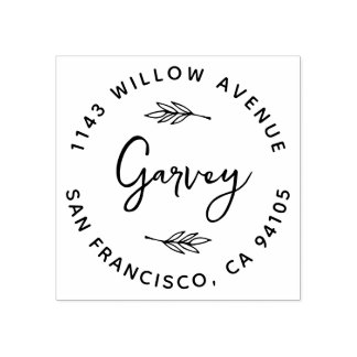 Rustic Hand-Lettered Family Namn Returadress Stämpel