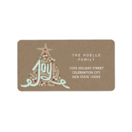 Rustic Hand Lettered Joy Helgdag Returadress Adressetikett