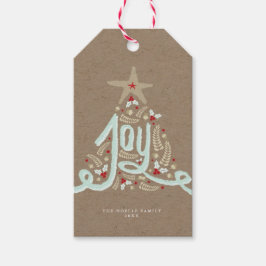 Rustic Hand Lettered Joy Kraft Helgdag Gift Märkre Presentetikett