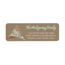 Rustic Hand Lettered Peace Kärlek Joy Returadress Etikett