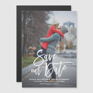 Rustic Hand Lettering Photo Spara vårt datum Magnetisk Inbjudningskort