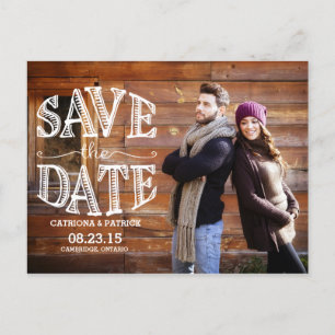Rustic Hand Lettering Spara datum Postkort Meddelande Vykort