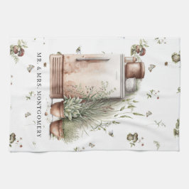 Rustic Hand Pawarnerat Land Kitchen Monogram Tea Kökshandduk