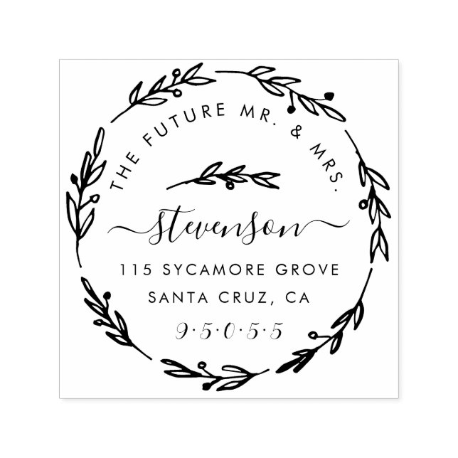 Rustic Hand plockade Bröllop-Returadressen för uta Självfärgande Stämpel (Design)