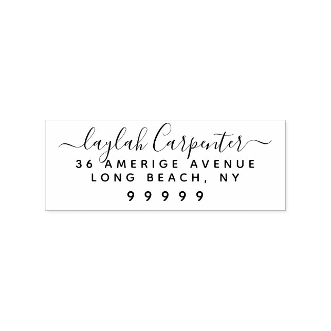 Rustic Hand plockade Script Fullt Returadress Namn Stämpel (Tryck)