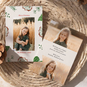Rustic HandDrawn Mistletoe Gräs jul 3 foto Julkort