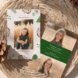 Rustic HandDrawn Mistletoe Gräs jul 3 foto Julkort