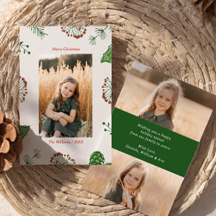 Rustic HandDrawn Mistletoe Gräs jul 3 foto Julkort