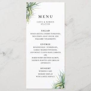 Rustic Handflatan Löv Beach Wedding Menu Meny