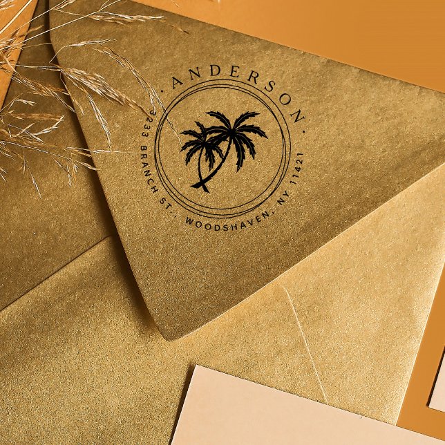 Rustic Handflatan Modern Tropical Returadress Självfärgande Stämpel (Skapare uppladdad)