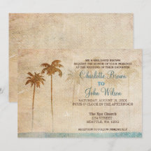 Rustic Handflatan Träd Beach Beach Wedding bjudits