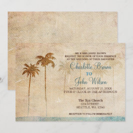 Rustic Handflatan Träd Beach Beach Wedding bjudits Inbjudningar