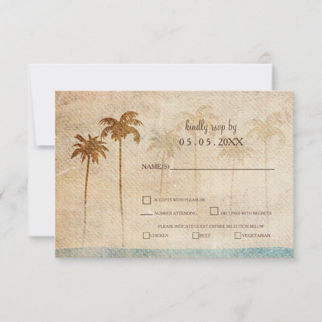 Rustic Handflatan Träd Beach Wedding osa Inbjudningar (Framsida)
