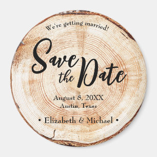 Rustic Handlettering Bröllop spara datum Wood Magnet