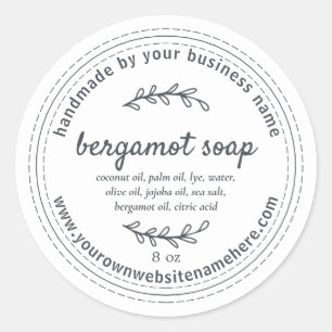 Rustic Handmade Bergamot Soap White Runt Klistermärke