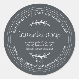 Rustic Handmade Lavender Soap Black Runt Klistermärke