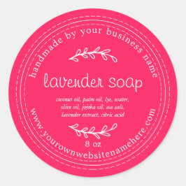 Rustic Handmade Lavender Soap Diva Rosa Runt Klistermärke