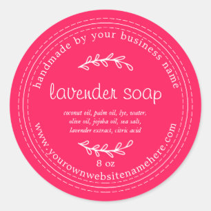 Rustic Handmade Lavender Soap Diva Rosa Runt Klistermärke