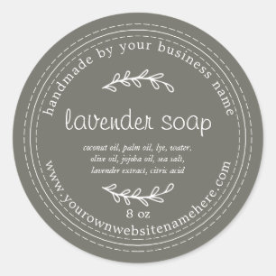 Rustic Handmade Lavender Soap Dusty Olive Runt Klistermärke