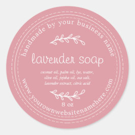 Rustic Handmade Lavender Soap Dusty Ro Rosa Runt Klistermärke