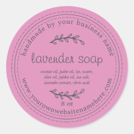 Rustic Handmade Lavender Soap Fuchsia Rosa Runt Klistermärke