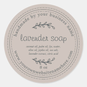 Rustic Handmade Lavender Soap Grått Runt Klistermärke
