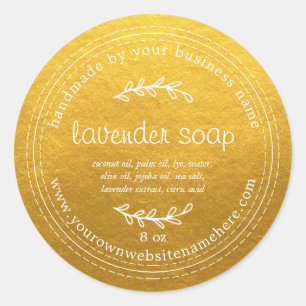 Rustic Handmade Lavender Soap Guld Runt Klistermärke