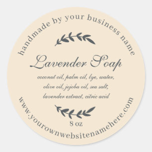 Rustic Handmade Lavender Soap Ivory Runt Klistermärke
