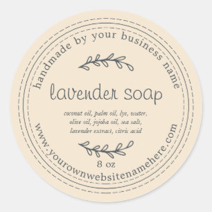 Rustic Handmade Lavender Soap Ivory Runt Klistermärke