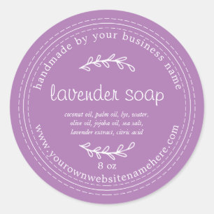 Rustic Handmade Lavender Soap Lila Runt Klistermärke