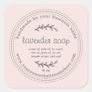 Rustic Handmade Lavender Soap Rosa Fyrkantigt Klistermärke