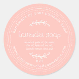 Rustic Handmade Lavender Soap Rosa Runt Klistermärke