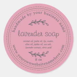 Rustic Handmade Lavender Soap Sea Rosa Runt Klistermärke