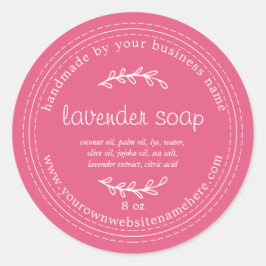Rustic Handmade Lavender Soap Shock rosa Runt Klistermärke