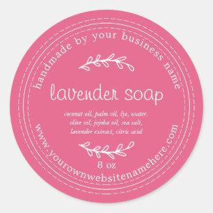 Rustic Handmade Lavender Soap Shock rosa Runt Klistermärke
