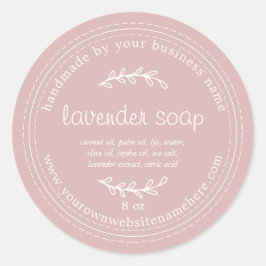 Rustic Handmade Lavender Soap Silver Rosa Runt Klistermärke