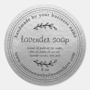 Rustic Handmade Lavender Soap Silver Runt Klistermärke