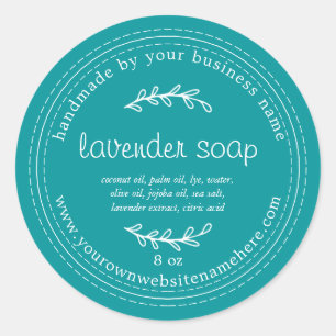 Rustic Handmade Lavender Soap Viridian Grönt Runt Klistermärke