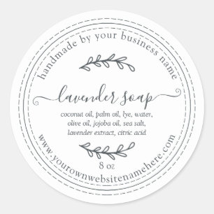 Rustic Handmade Lavender Soap White Runt Klistermärke