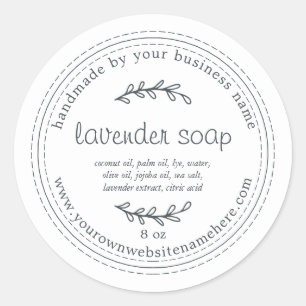 Rustic Handmade Lavender Soap White Runt Klistermärke