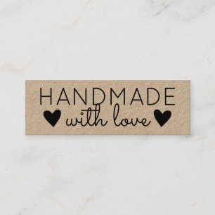 Rustic Handmade med Kärlek Black Hearts Kraft Papp Mini Visitkort