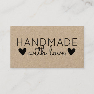 Rustic Handmade med Kärlek Black Hearts Kraft Papp Visitkort
