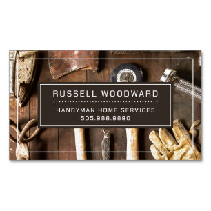 Rustic Handyman Carpenter Verktyg of Trade Magnetiska Visitkort