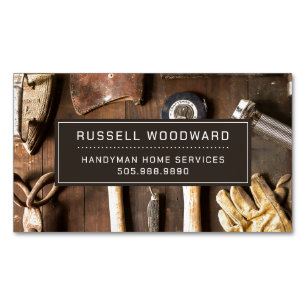 Rustic Handyman Carpenter Verktyg of Trade Magnetiska Visitkort