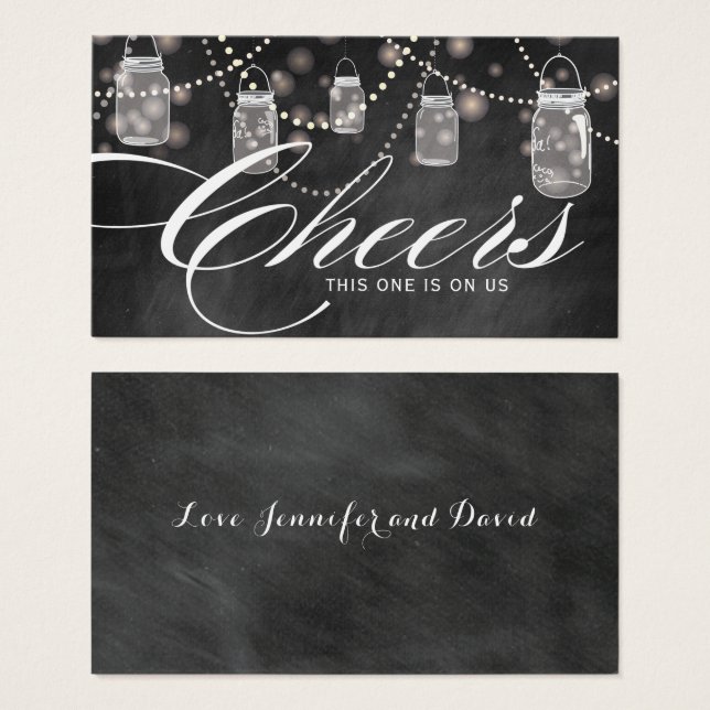 Rustic Hanging Mason Burk Biljett - Pack om 100 (Framsida & baksida)