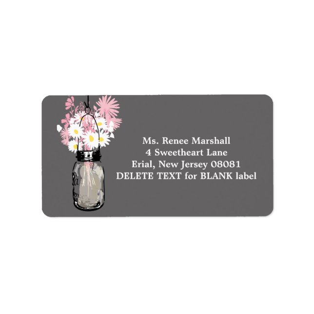 Rustic Hanging Mason Burk Bröllop Adressetikett (Framsidan)